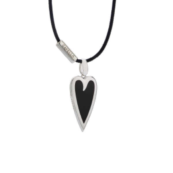 My Gavello Nina Heart sterling silver pendant with essenza, on black cord with signature 'Gavello