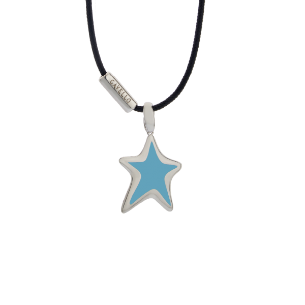 My Gavello Stella sterling silver pendant with essenza, on black cord with signature 'Gavello