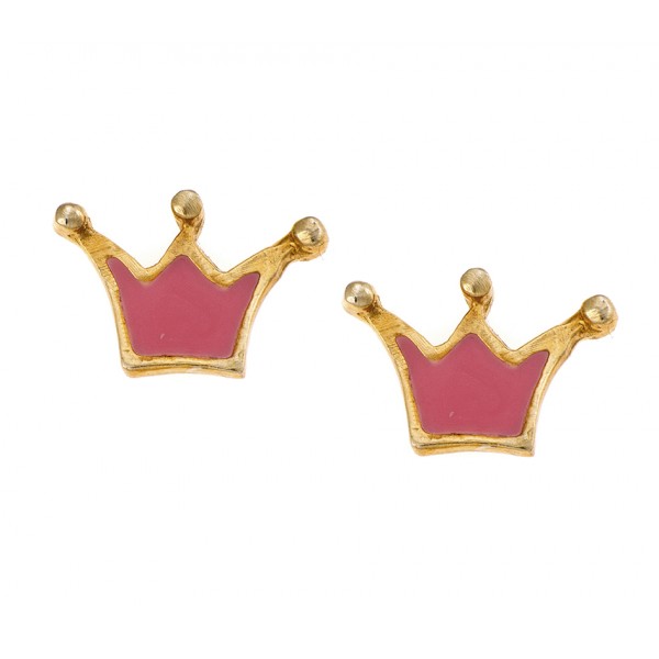 Children's earrings crown Prince in goldplated silver goldplated 925 with enamel