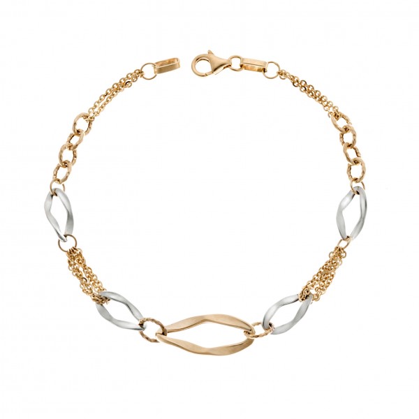 14 Carats Bracelet in Yellow and White Gold