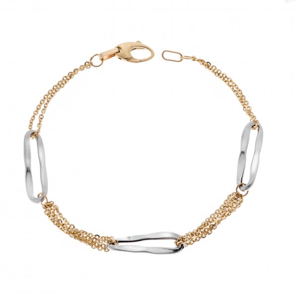 14 Carats Bracelet in Yellow and White Gold