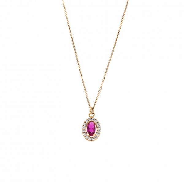 Neclace in 14 carat yellow gold with zircon