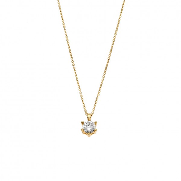 Neclace in 14 carat yellow gold with zircon