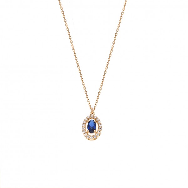Neclace in 14 carat yellow gold with zircon