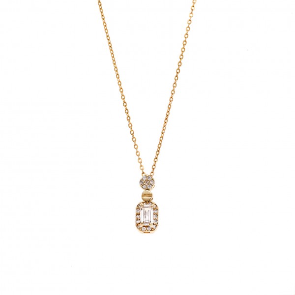 Neclace in 14 carat yellow gold with zircon