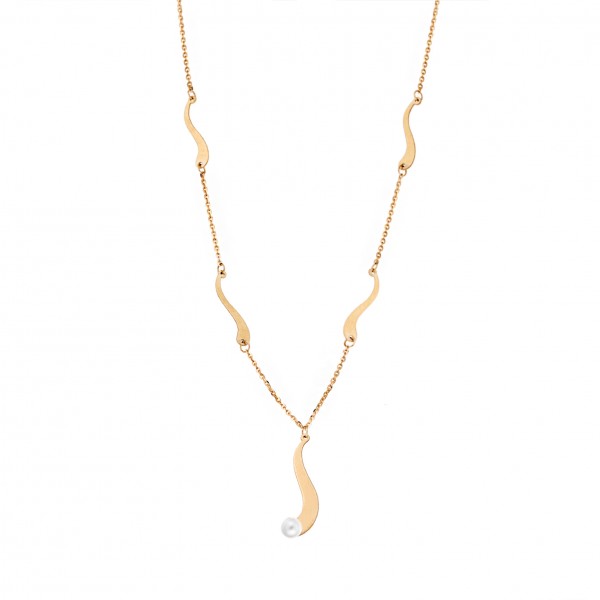 Neclace in 14 carat yellow gold with pearl