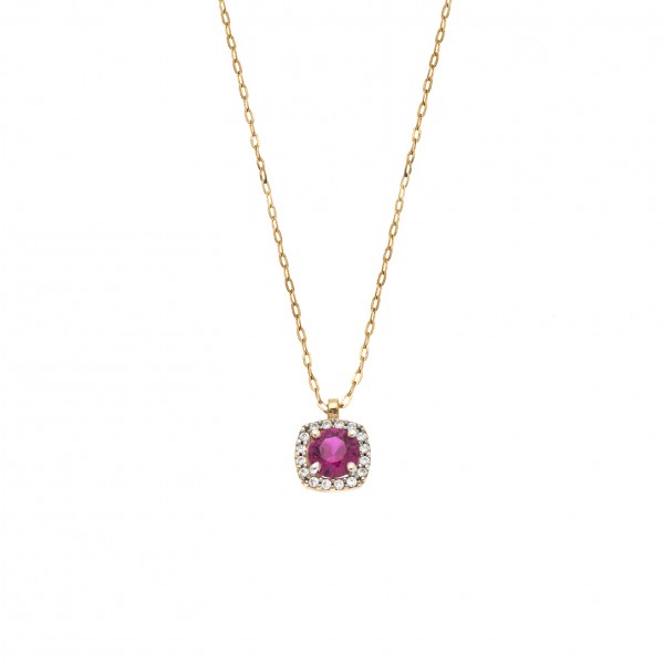 Neclace in 14 carat yellow gold with zircon