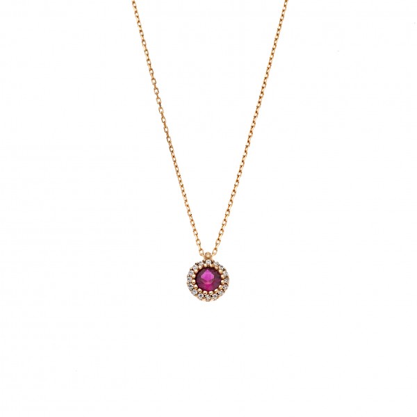 Neclace in 14 carat yellow gold with zircon