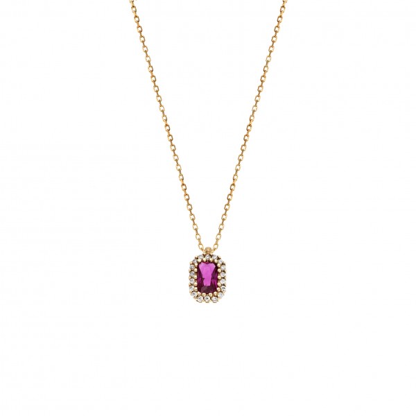 Neclace in 14 carat yellow gold with zircon