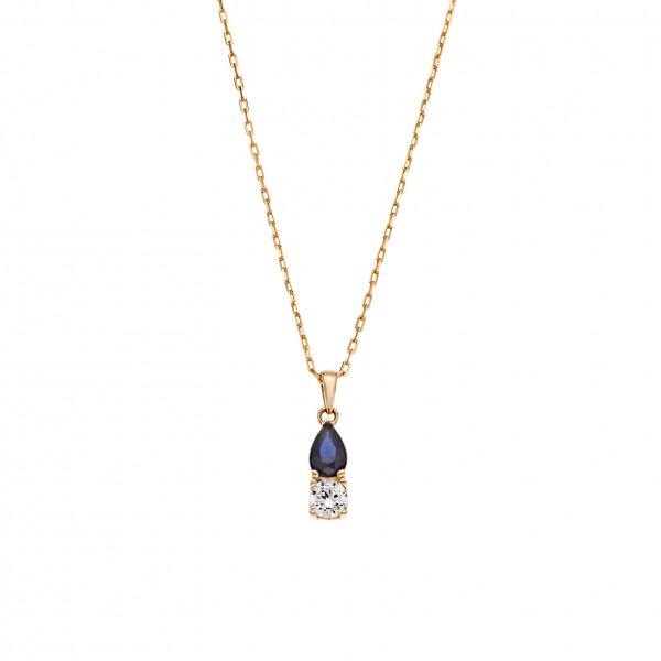 Neclace in 14 carat yellow gold with zircon