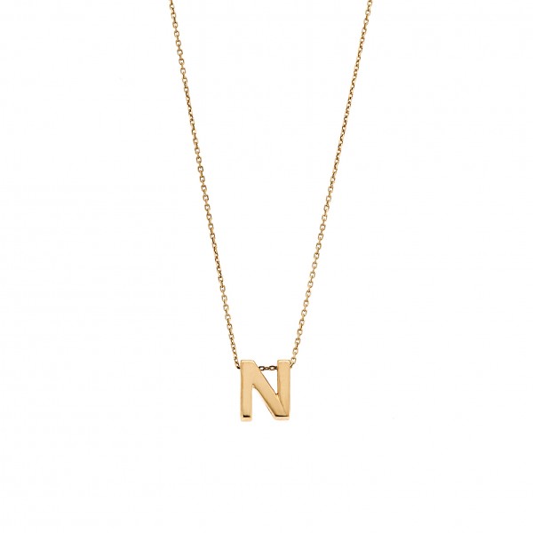 Monogram Neclace "Ν" in 14 Carat Yellow Gold