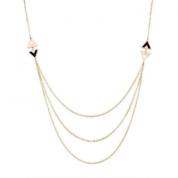 Necklace Gold in 14 Carats with black onyx and fildisi