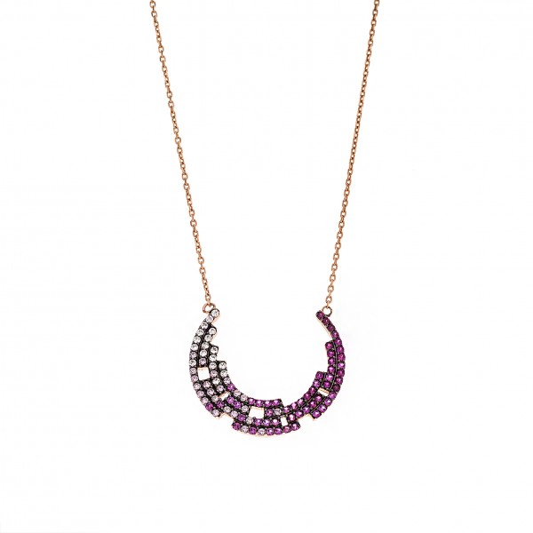 Neclace in 14 carat pink gold with zircon