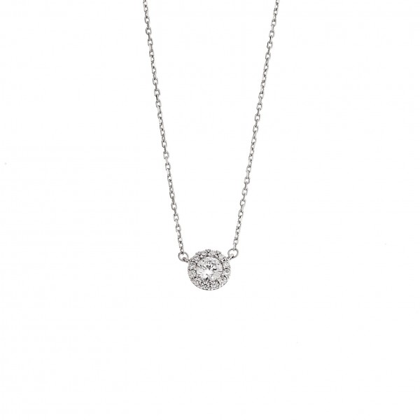 Neclace in 14 carat white gold with zircon