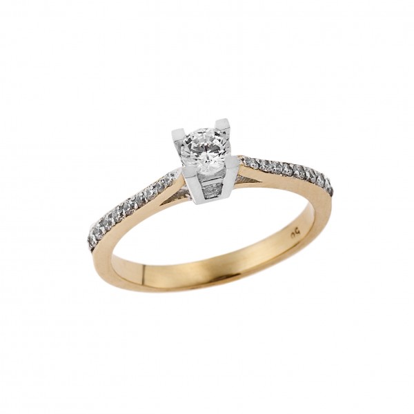 Engagement Ring yellow gold 14carats with Zircon