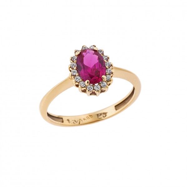 Ring yellow gold 14carats with Zircon