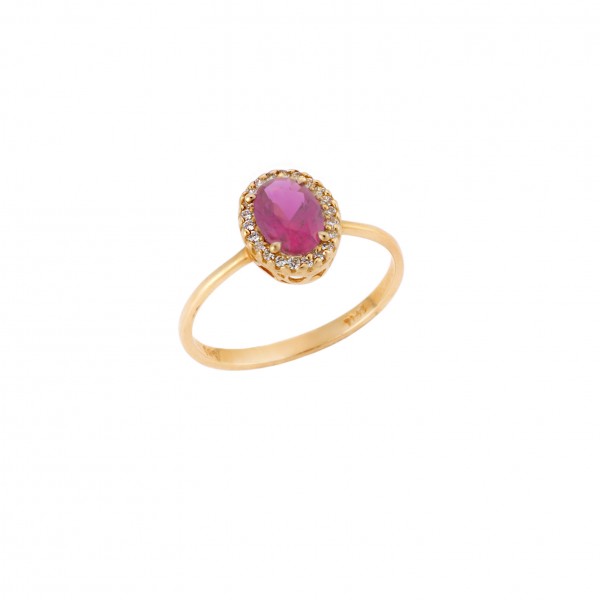 Ring yellow gold 14carats with Zircon