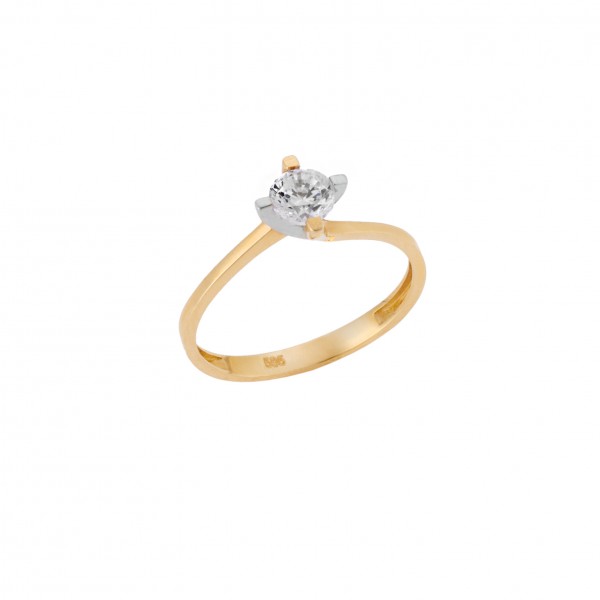 14K Gold Εngagment Ring with Zircon