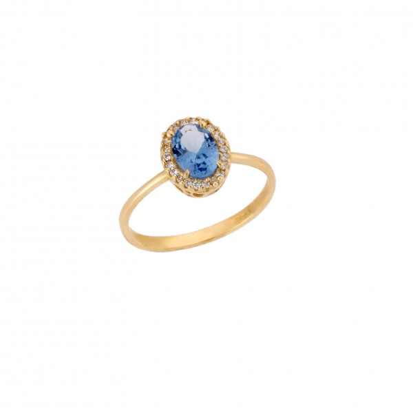 Ring yellow gold 14carats with Zircon