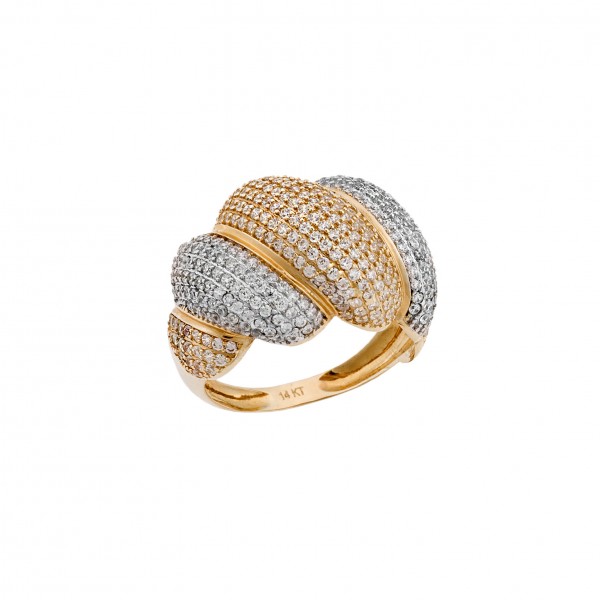 14K White and Yellow Gold  Ring with Zircon 