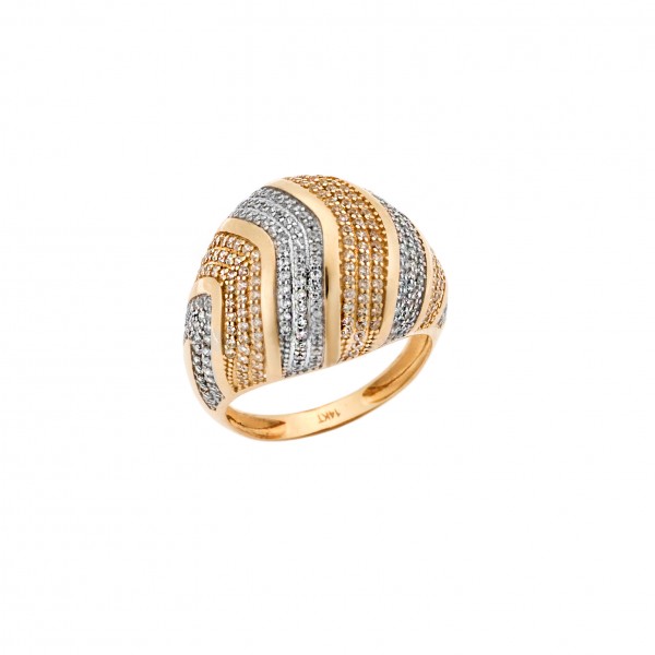 14K White and Yellow Gold  Ring with Zircon 