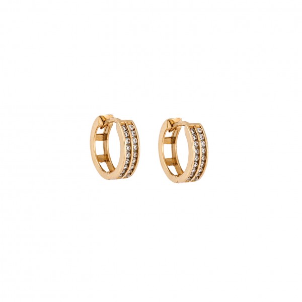 14 Carat Hoop Earrings in Gold With Zircon