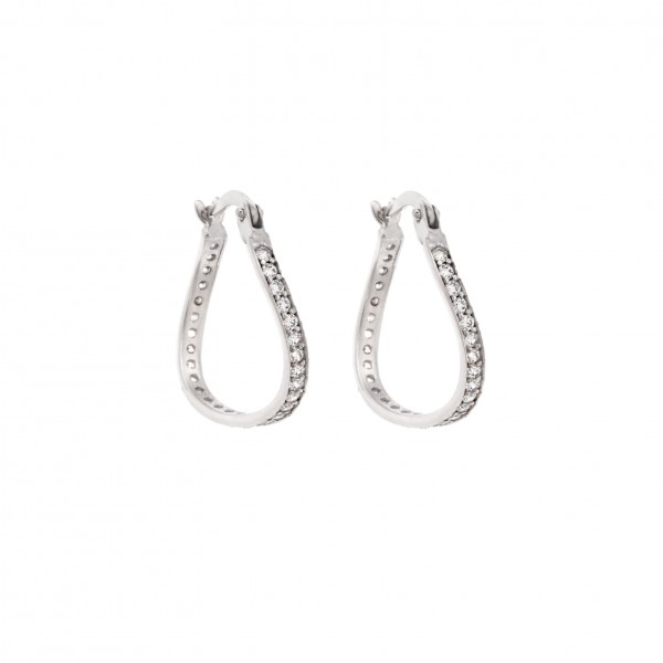 14 Carat Hoop Earrings in White Gold With Zircon
