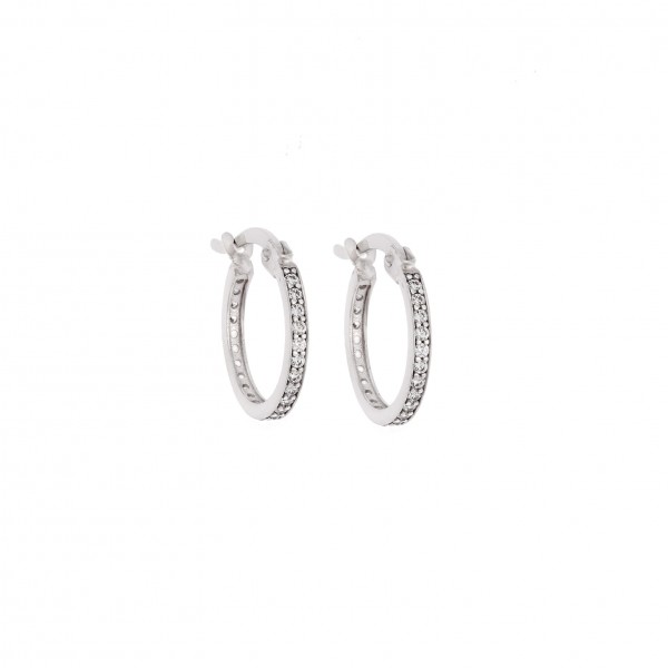 14 Carat Hoop Earrings in White Gold With Zircon