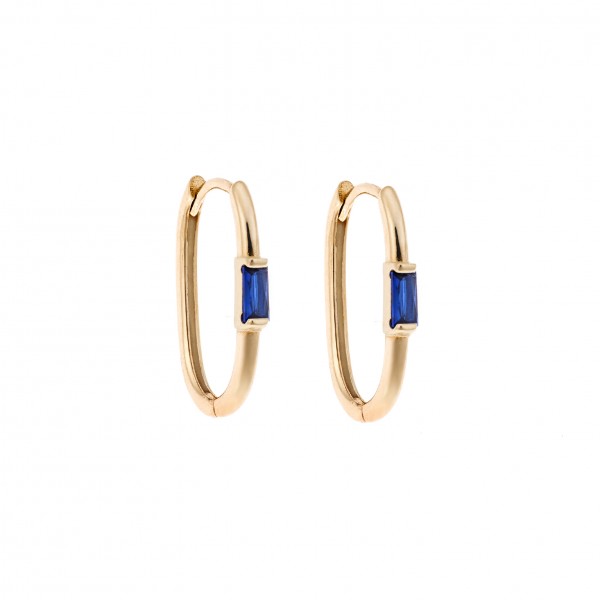 14 Carat Hoop Earrings in Gold With Zircon