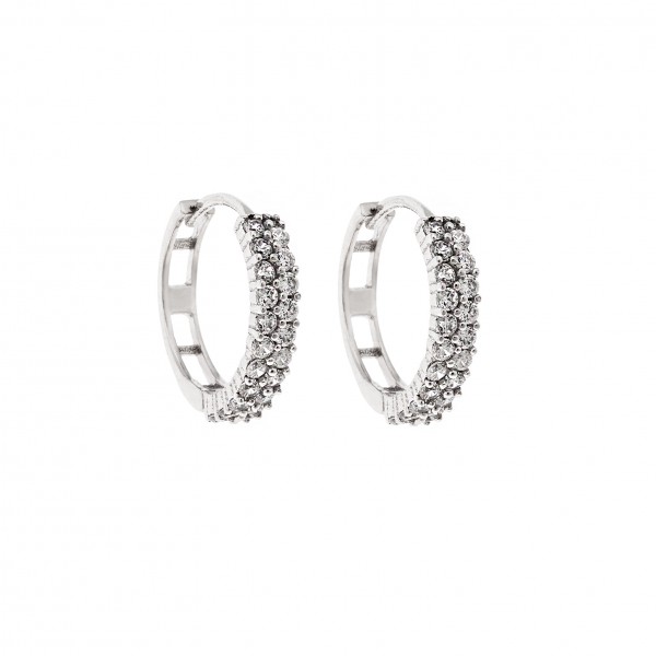 14 Carat Hoop Earrings in White Gold With Zircon