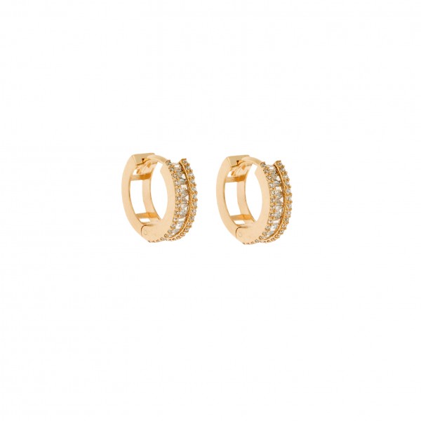 14 Carat Hoop Earrings in Gold With Zircon