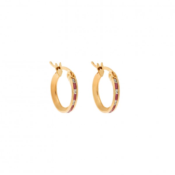14 Carat Hoop Earrings in Gold With Zircon