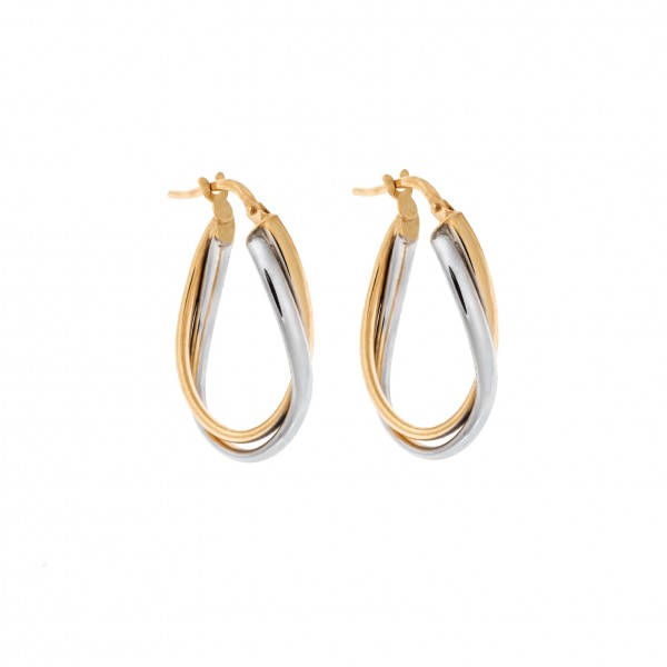 14 Carat Hoop Earrings in Yellow and White Gold