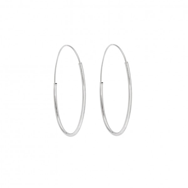 14 Carat Hoop Earrings in White Gold