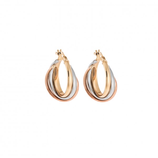14 Carat Hoop Earrings in Yellow,Pink and White Gold