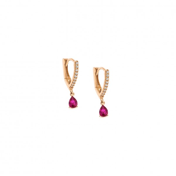 Σκουλαρίκια Κρίκοι Με Ζιργκόν Σε Χρυσό14 Καράτια