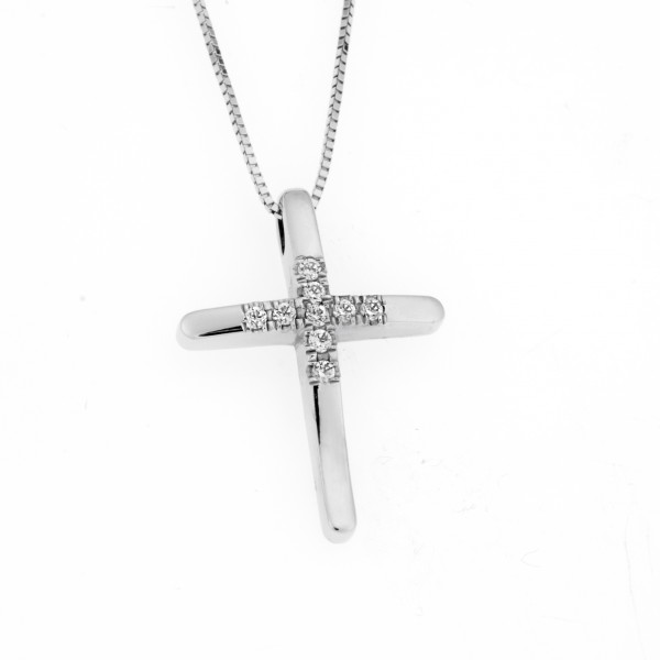 14carats white gold cross with zircon(includes chain)