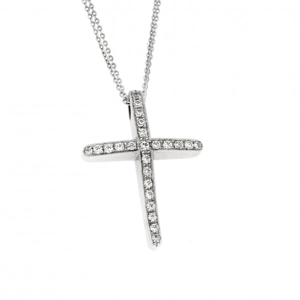 14carats white gold cross with zircon(includes chain)