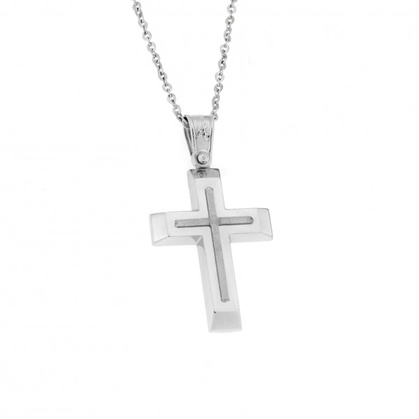 Σταυρός Λευκόχρυσος 14 καρατιών(Δεν συμπεριλαμβάνεται η αλυσίδα στην τιμή)