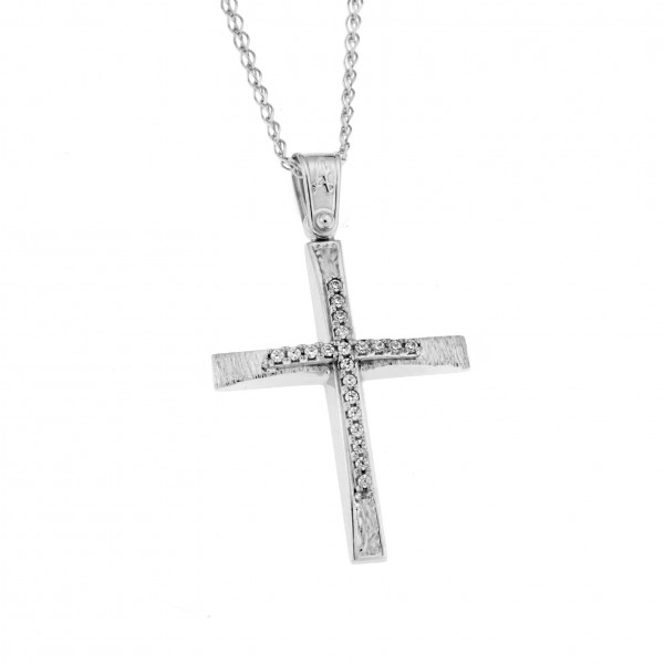 14carats white gold cross with zircon (the chain is not included in the price)