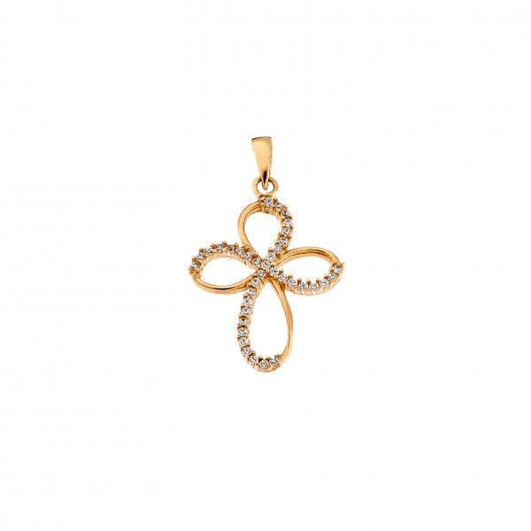 14carats yellow gold cross with zircon