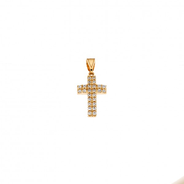 14carats yellow gold cross with zircon