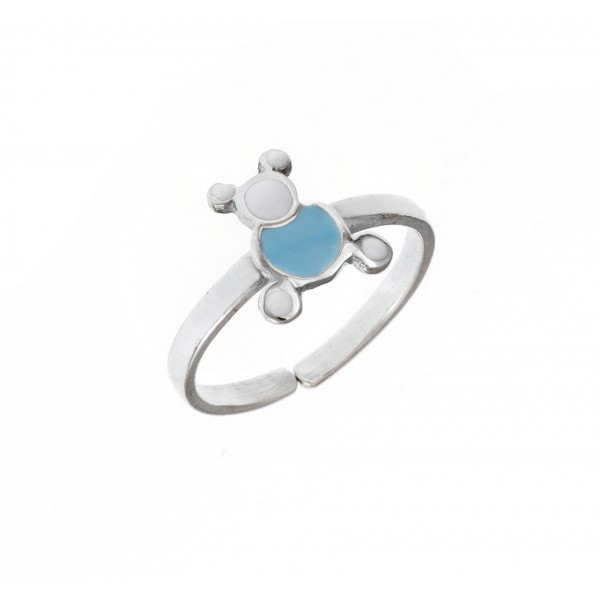 Bear ring in silver 925 with enamel