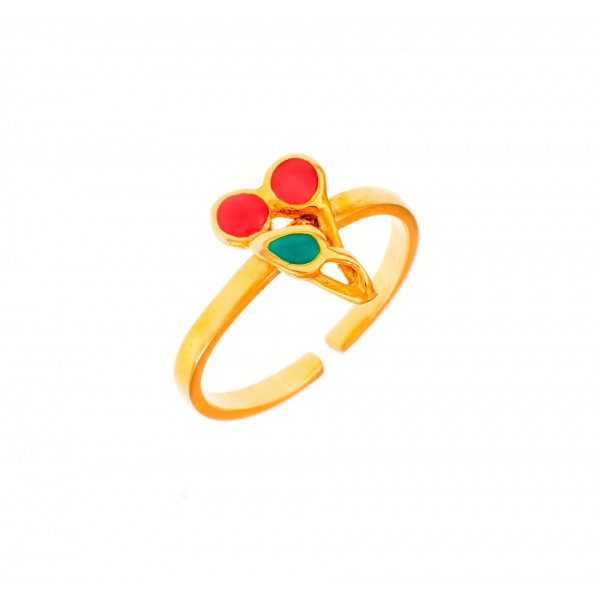 Children's cherries ring goldplated in silver 925 with enamel