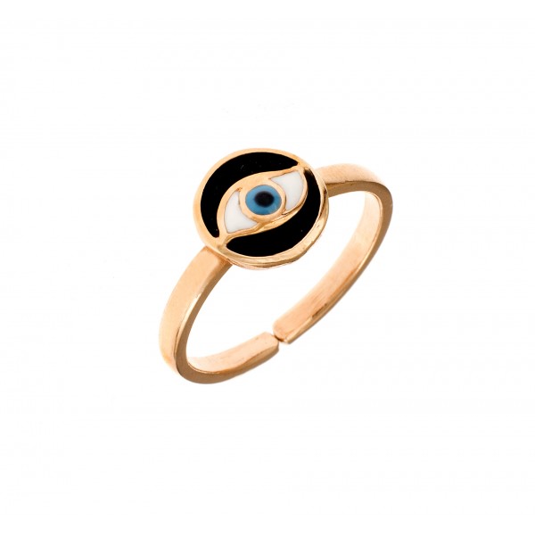 Eye ring in pink goldplated silver 925 with enamel