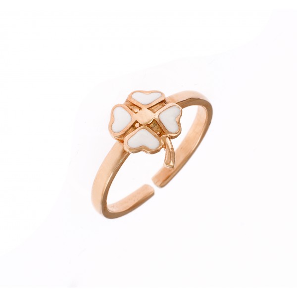 Children's flower ring in pink goldplated silver 925 with enamel