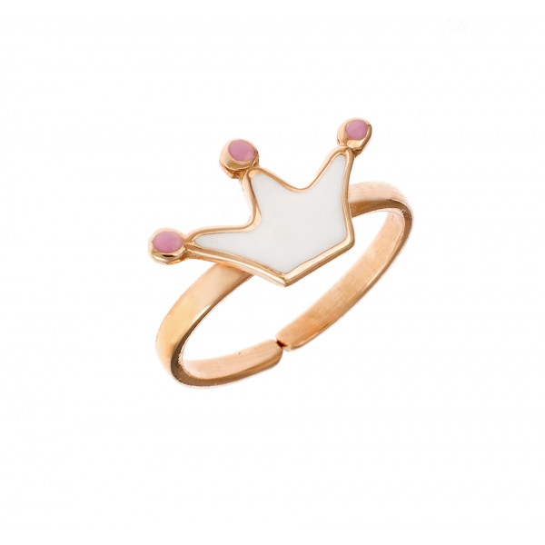 Prince's Children's Crown Ring in pink goldplated silver 925 with enamel
