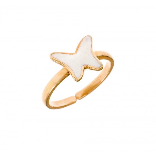 Children's flower ring in pink goldplated silver 925 with enamel