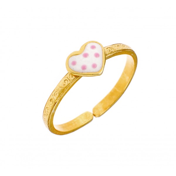 Children's heart ring goldplated in silver 925 with enamel