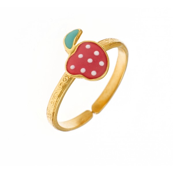 Children's apple ring goldplated in silver 925 with enamel